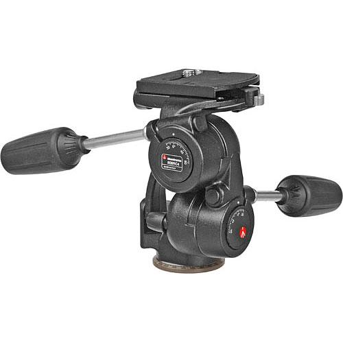 Manfrotto 808RC4 3-Way Pan/Tilt Head with RC4 Quick Release - Supports 17.6 lb (8kg)