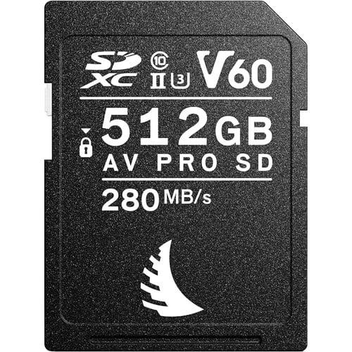 Angelbird AV PRO SD Card 512GB, UHS-II / A2 /V60/ U3 / Class 10, Read:280 MB/s Write:160 MB/s  4k