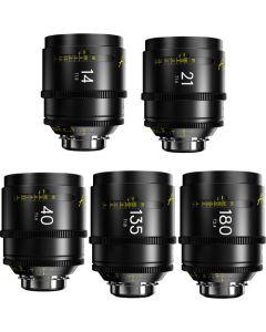 DZOFilm ARLES 14/21/40/135/180mm T1.4 FF/VV Prime Cine 5-Lens Set-B (PL, Meter)