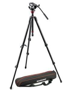 Manfrotto Lightweight tripod with fluid video head and aluminium legs (MVH500AH,755XBK)