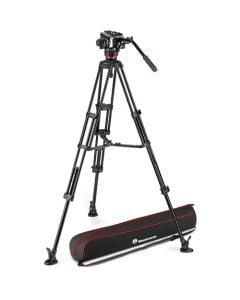 Manfrotto 504X Fluid Video Head With Aluminum Tripod with Mid-Level Spreader