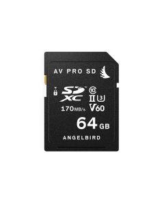 Angelbird AV PRO SD MK2 Card 64GB, SDXC/ UHS-II / V60 / U3 / Class 10 260 MB/s Write Speed, 4K Video