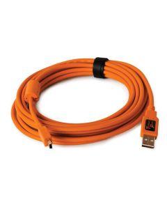Tether Pro USB 2.0 Male to Mini-B 5 pin, 15', Hi-Visibility Orange