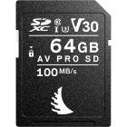 Angelbird AV PRO SD MK2 Card 64GB, UHS-I / V30 / U3 / Class 10, Read:100 MB/s Write:52 MB/s 4k