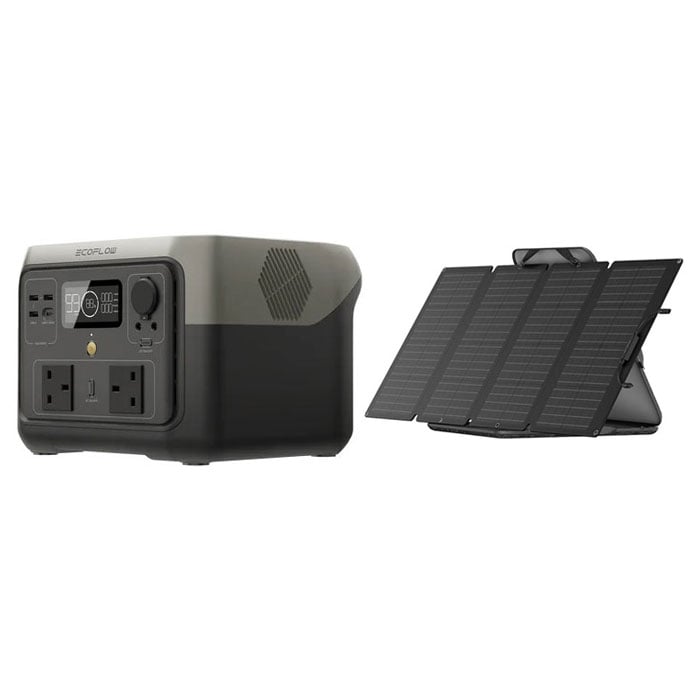 EcoFlow RIVER 2 MAX Portable Power Station (500W,512Wh) with 160W Solar Panel