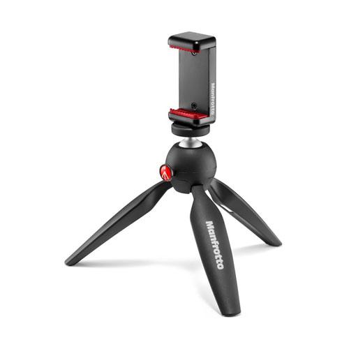 Manfrotto Pixi 2 Mini Tripod with Smartphone Clamp Black (Made in Italy)