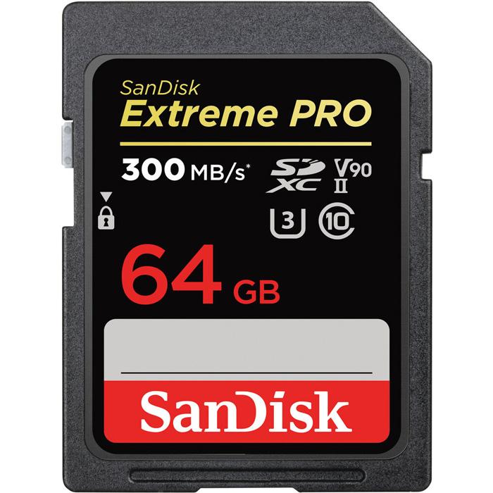 SanDisk SDXC Extreme PRO - 64GB, 300 MB/s, C10, UHS-II, U3 V90