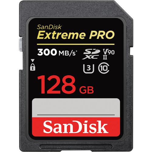 SanDisk SDXC Extreme PRO - 128 GB, 300 MB/s, C10, UHS-II, U3 V90