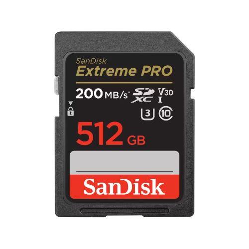 SanDisk SDXC Card Extreme Pro - 512GB, 200MB/s, V30, UHS-I, U3 for 4K Video