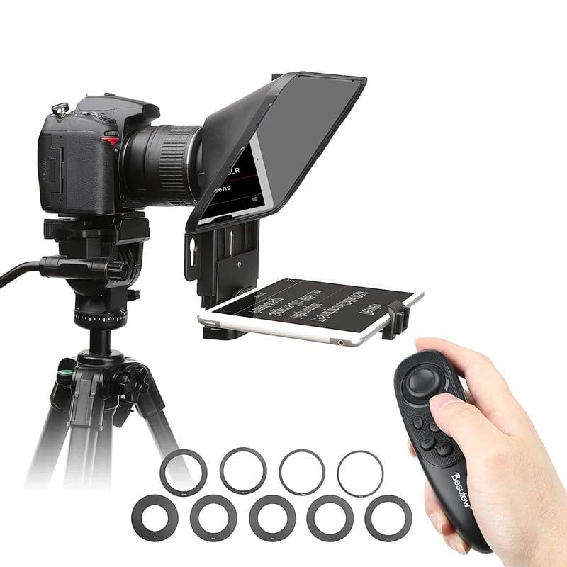 Bestview T3 Teleprompter with Remote Control Supports Wide Angle Lens for 11 inch Tablet/iPad/Phone/DSLR Cameras Recording